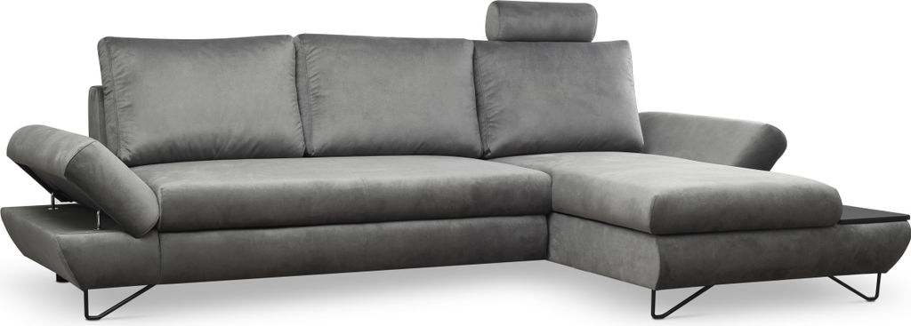 DomoHome LOFT Ecksofa Mit Ausziehbarer Schlaffläche Bettkasten Und Verstellbaren Kopfstützen Und Armlehnen, Rechts Layout 284cm Breit 96–166cm ...