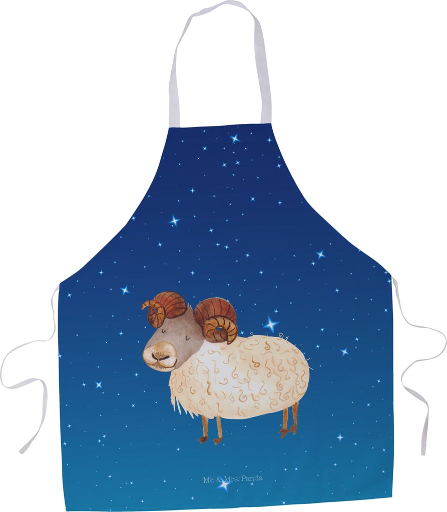 Mr. & Mrs. Panda Kochschürze Sternzeichen Widder - Sternenhimmel Blau - Geschenk, Schürze, Geburtstag März, Latzschürze, Küchenzubehör, Kochk...