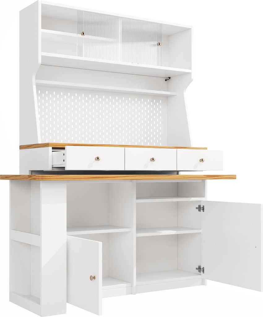 Flieks Hochschrank Küchenschrank mit ausziehbarem Tisch, Produktbild 
