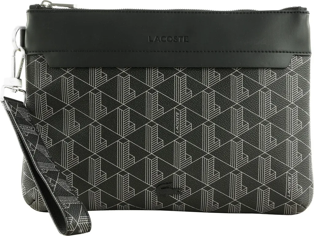 Pochette Homme Lacoste The Blend Monogramme - Sacoche zippée Noir Gris