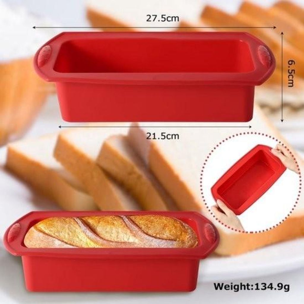 2er-Set Backformen aus Silikon mit Antihaftbeschichtung, rechteckig, 27,5 x 21,5 x 6,5 cm, ideal für selbstgebackenes Brot, Kuchen, Hackbraten und...