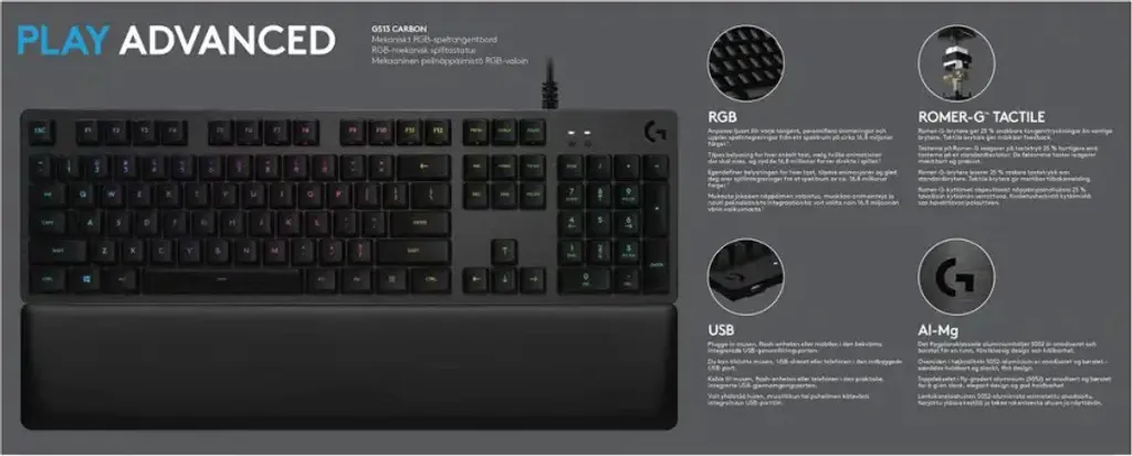 Clavier Gamer Mécanique Logitech G513 Silver Layout US Switch Tactile