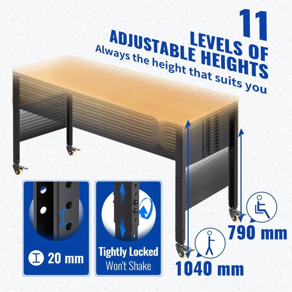 Table d'atelier pliante multifonctionnelle acier - Établi 122x51x104cm
