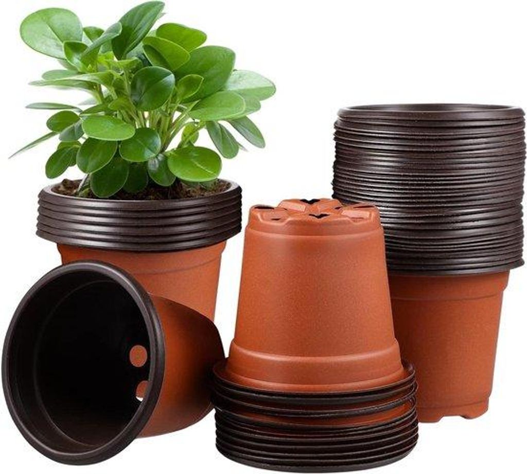 50 Kunststoff-Blumentöpfe 12 cm für Pflanzenpflanzen, Blätter, atmend für Innen- und Außenbereich, Garten, Zimmer, Klimakammer