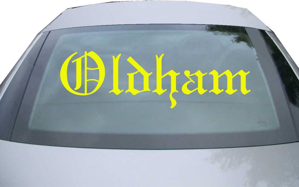 Indigos UG - Aufkleber Heckscheibe & Motorklappe DE6654 - neongelb - 600x180 mm - Oldham - Auto Scheiben Fenster Heckklappe Tuning Racing JDM - Die...