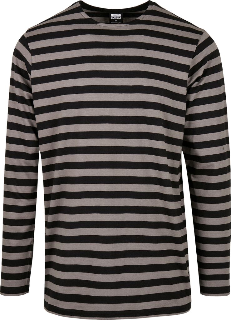 Urban Classics Langarmshirt Herren Regular Stripe Longlseeve grau/schwarz XL