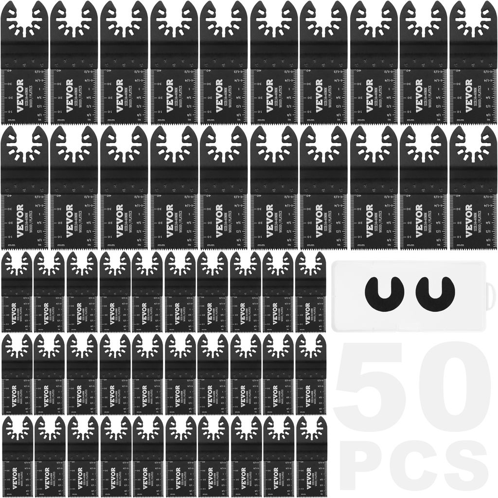 VEVOR 50x Sägeblatt Multifunktionswerkzeug 9x3,4cm Oszillierwerkzeug Hochkohlenstoffstahl (HCS) Schnellwechselschnittstelle kompatibel mit 95 % de...