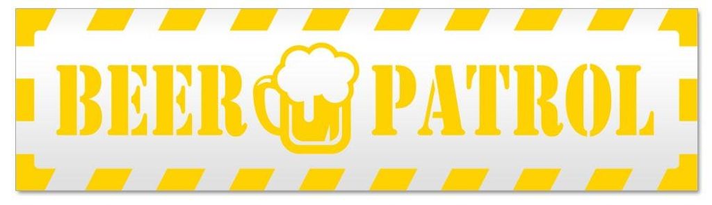 Kiwistar Beer Patrol gestreift Magnetschild Schild magnetisch - 20cm Gelb - Magnetfolie für Auto PKW Kfz