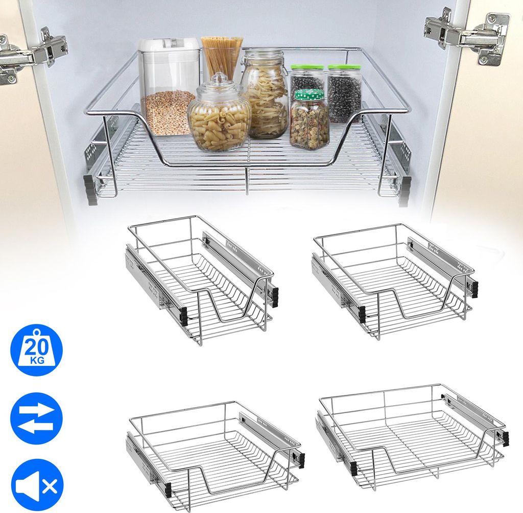 XINZI Panier coulissant d'armoire de cuisine 50cm Lot de 2 Image du produit 