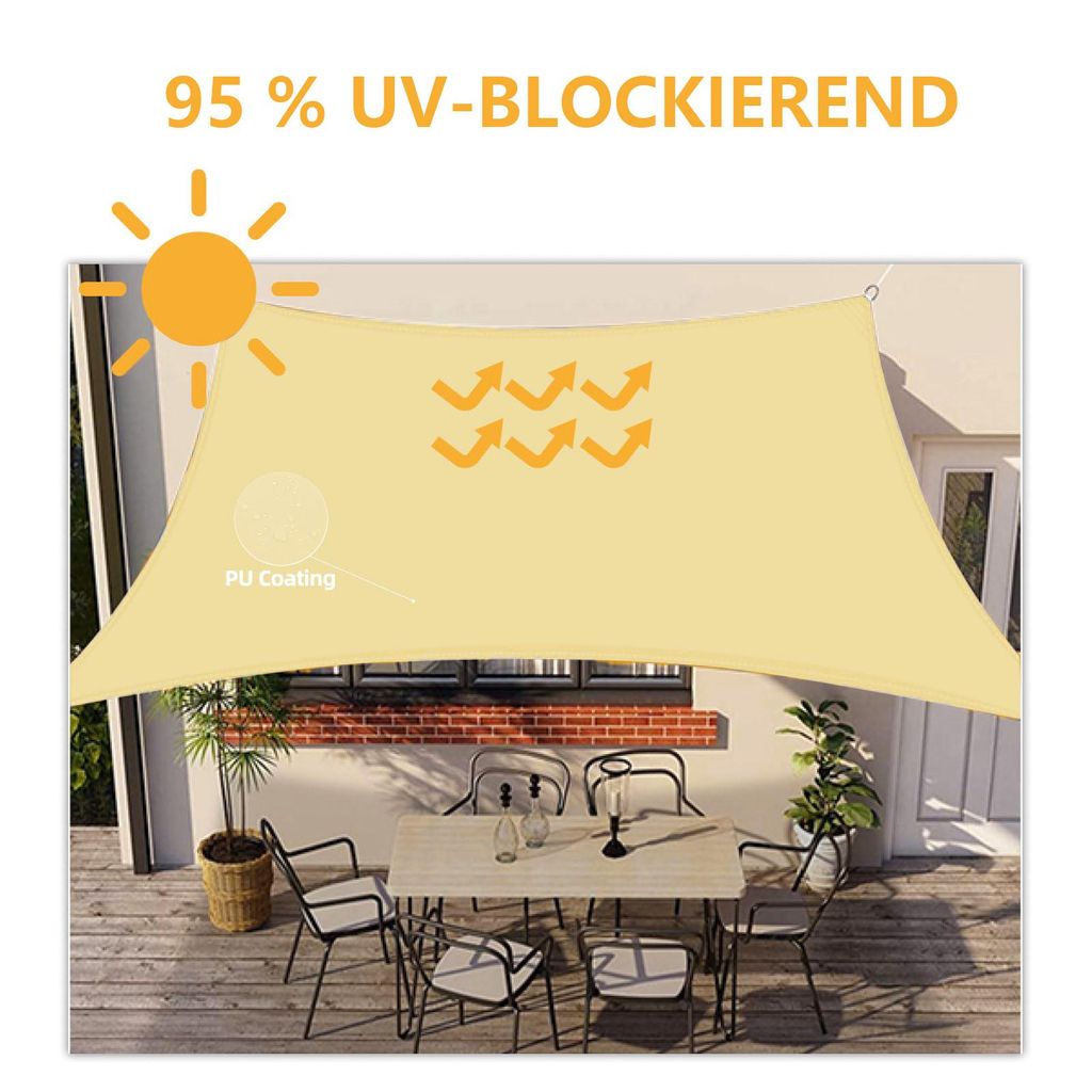 Sonnensegel Wasserdicht Rechteckig 3x4M, Sonnenschutz