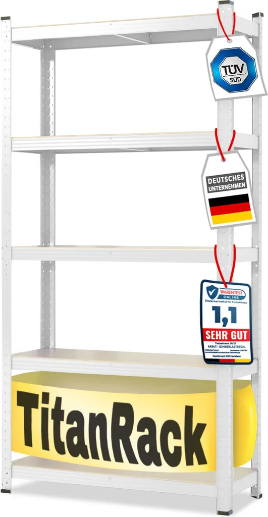 Étagère de stockage 1250 kg modulable blanche - Format 220x90x45 cm