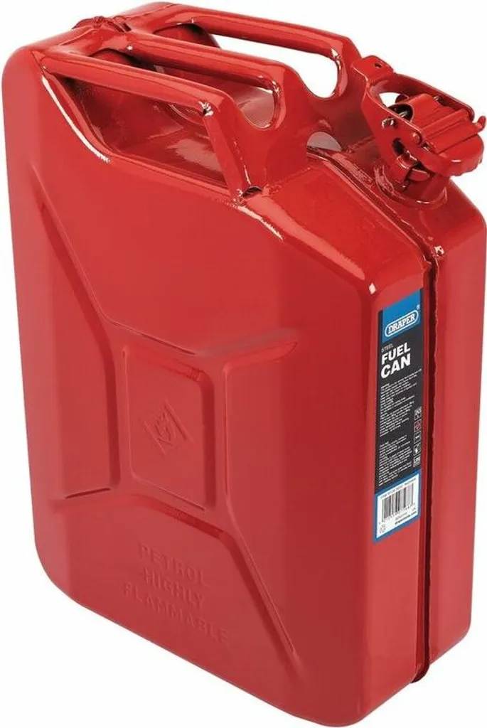 Jerrycan Métallique 20L Rouge Draper - Acier Renforcé et Joint Hermétique