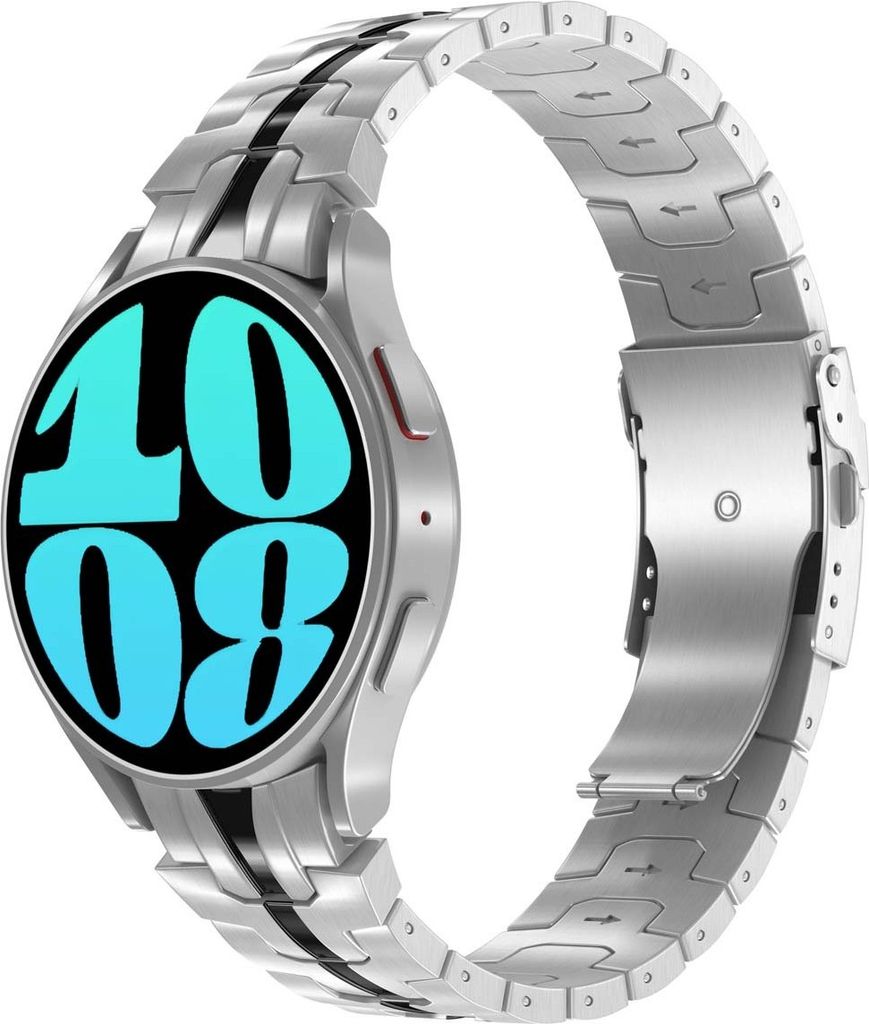 Accezz Steel Band für das Samsung Galaxy Watch 4 / 5 / 6 / 7 / FE (20 mm) - Zilver & Zwart / Silver & Black