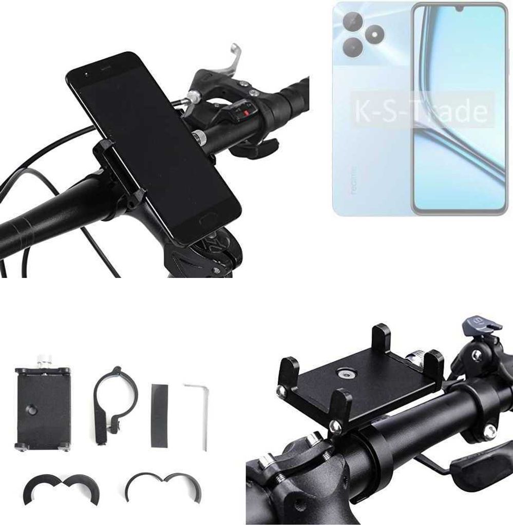 K-S-Trade Handyhalterung für das Fahrrad kompatibel mit Realme Note 50 Halter Lenkstange Fahrradhalterung Motorrad Bike Mount Befestigung Smartphone