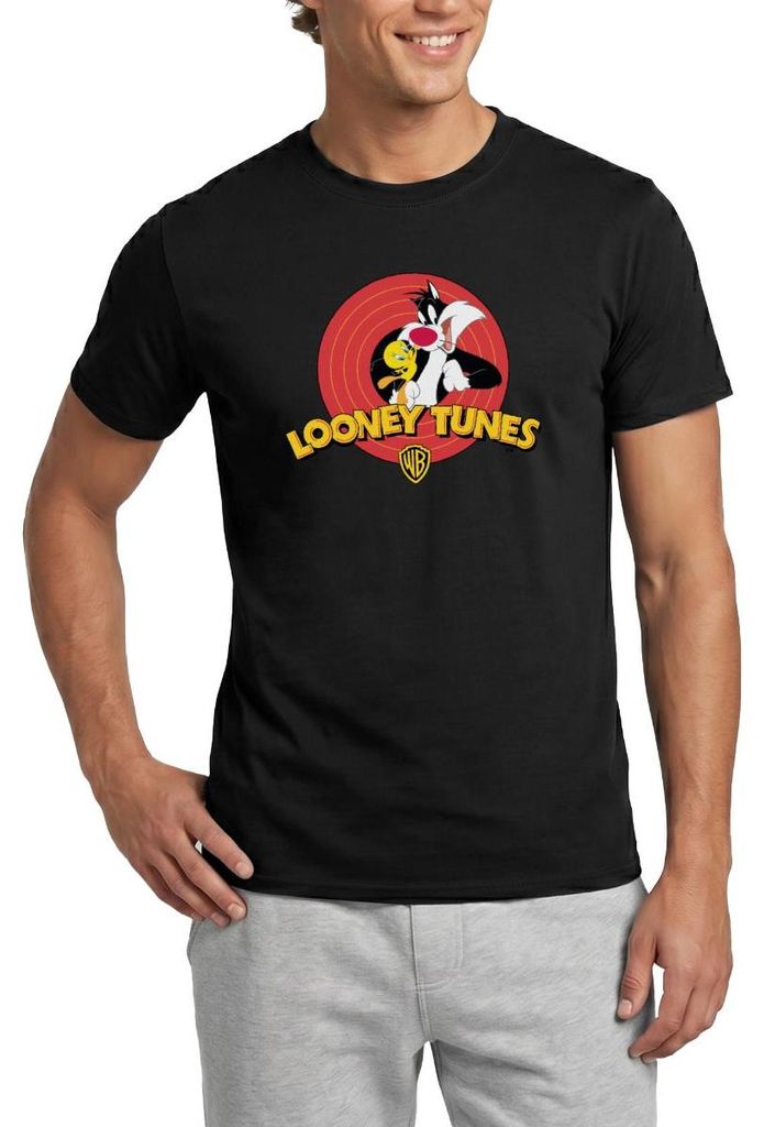 Spreadshirt Looney Tunes Sylvester Und Tweety Männer T-Shirt, M, Schwarz