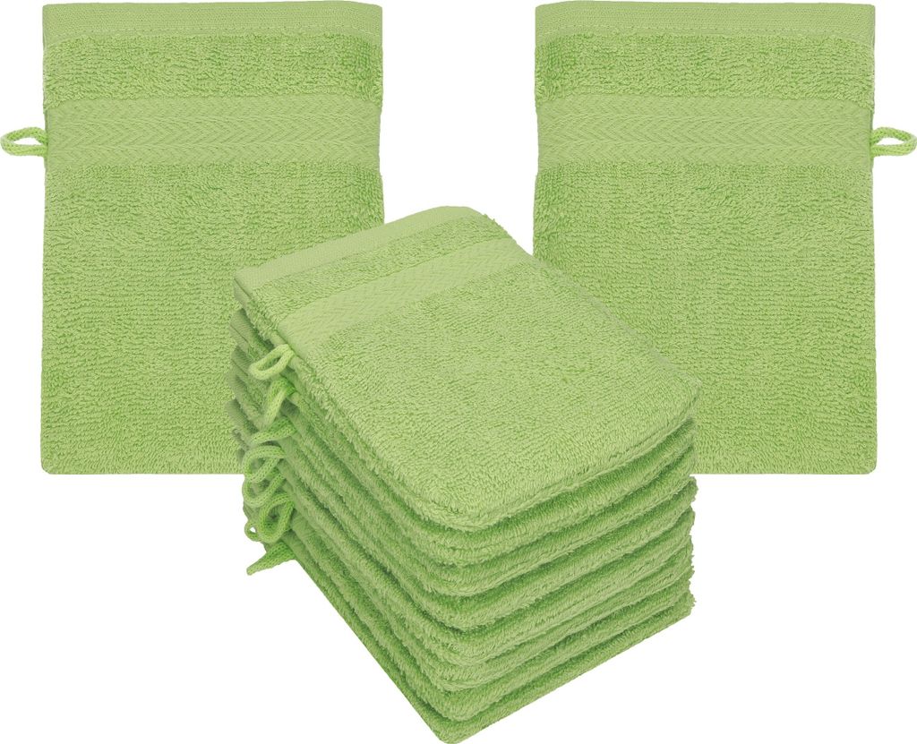 Betz 10 Stück Waschhandschuhe 16x21 cm PREMIUM 100% Baumwolle Farbe: avocadogrün