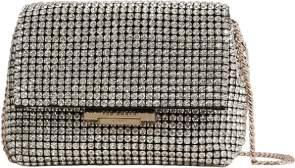 Ted Baker Gliters Borsa a Tracolla Argento - Cerimonia e Gala 15cm