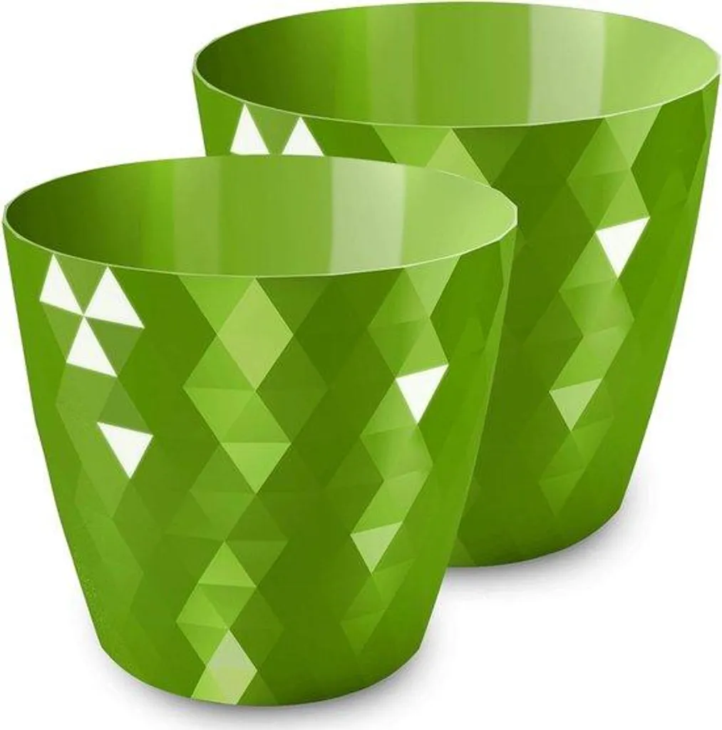 Pot de fleurs en plastique vert brillant 20cm pour plante verte intérieure