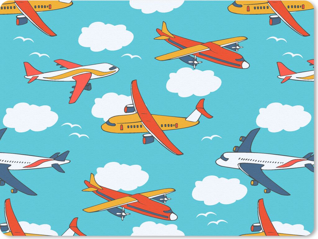 MuchoWow Mauspad Mousepad Muster - Flugzeug - Wolke - Luft - Junge - Kind - Kinder - Kinder 23x19 cm - Mousepads - Maus Mat - Pad - Mausunterlage...