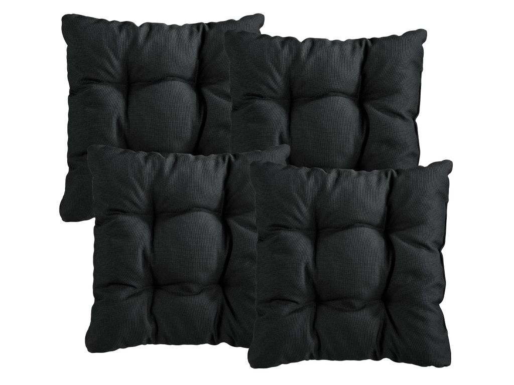 Set di 4 cuscini per sedie | Cuscini neri 38 x 38 x 6 cm | Immagine del prodotto 