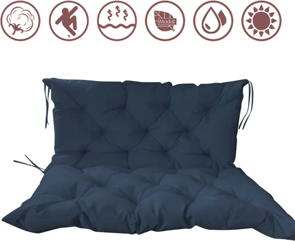 Cuscino per sedia da giardino Cuscino da giardino Cuscino decorativo Cuscino di seduta per casa e giardino Dimensioni: 150x100x10 cm, colori: Blu scuro