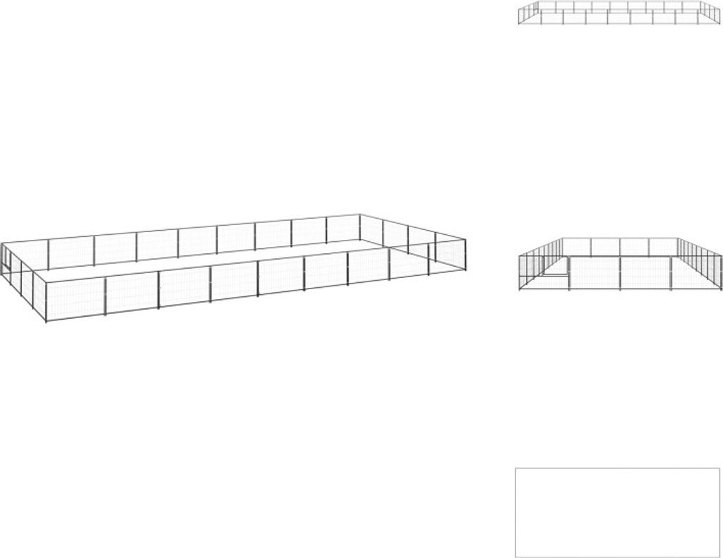 vidaXL Hundezwinger Schwarz 36 m² Stahl - Hundezwinger & -ausläufe