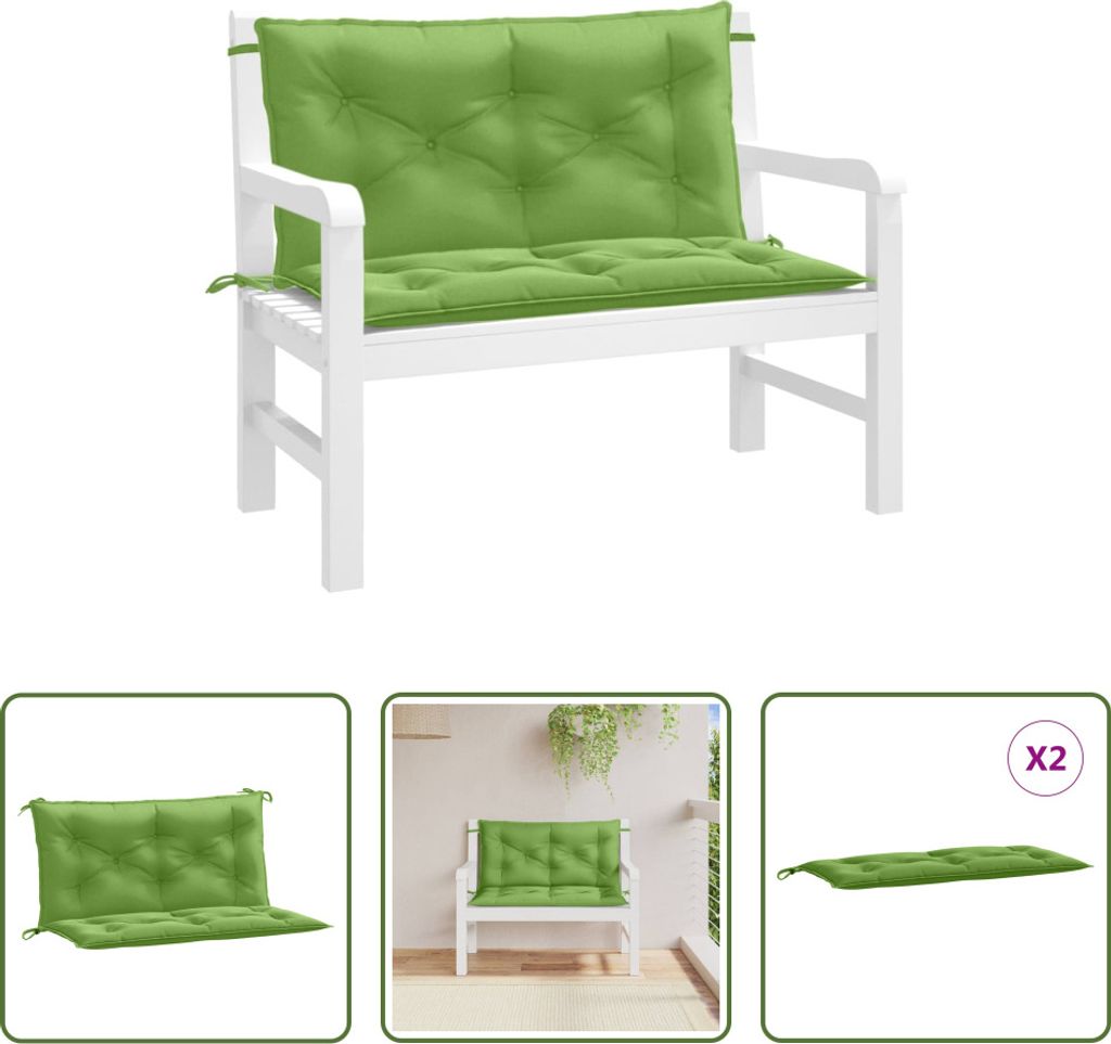 The Living Store Gartenbank-Auflagen 2 Stk. Melange Grün Produktbild 