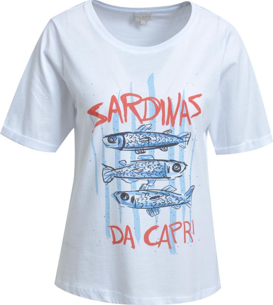 ROUNDNECK T-SHIRT W/ AW 1/4 SLEEVE 100 WHITE Größe S