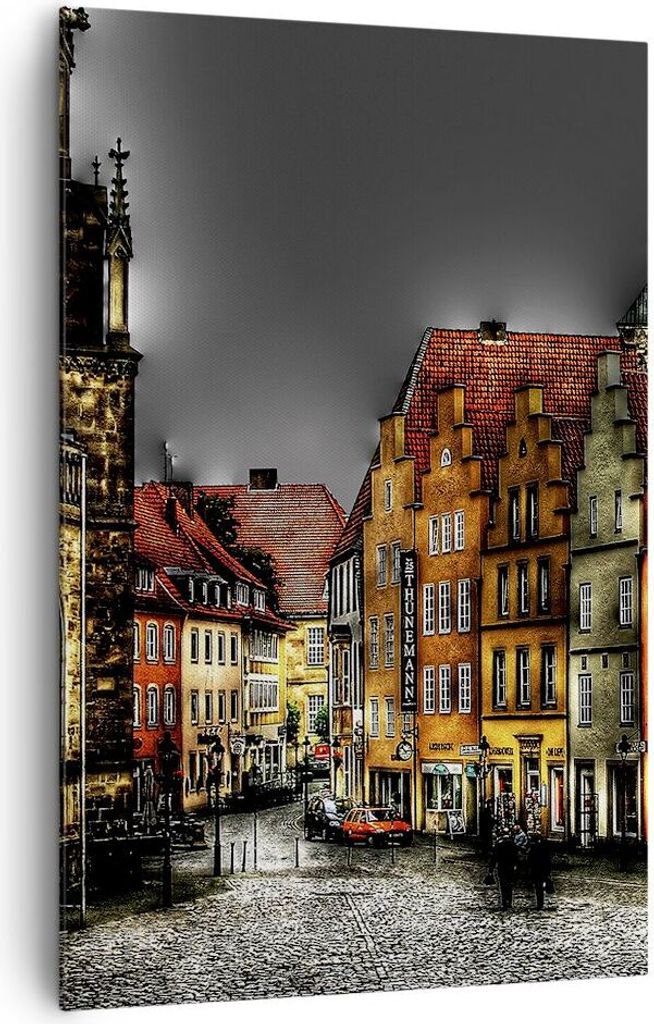 Bild auf Leinwand - Leinwandbild - Einteilig - Bunte Häuser historische Denkmäler - 80x120cm - Wand Bild - Wandbilder - Leinwanddruck - Wanddekor...