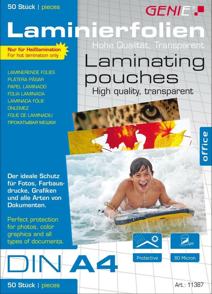50 GENIE Laminierfolien glänzend für A4 Immagine del prodotto 
