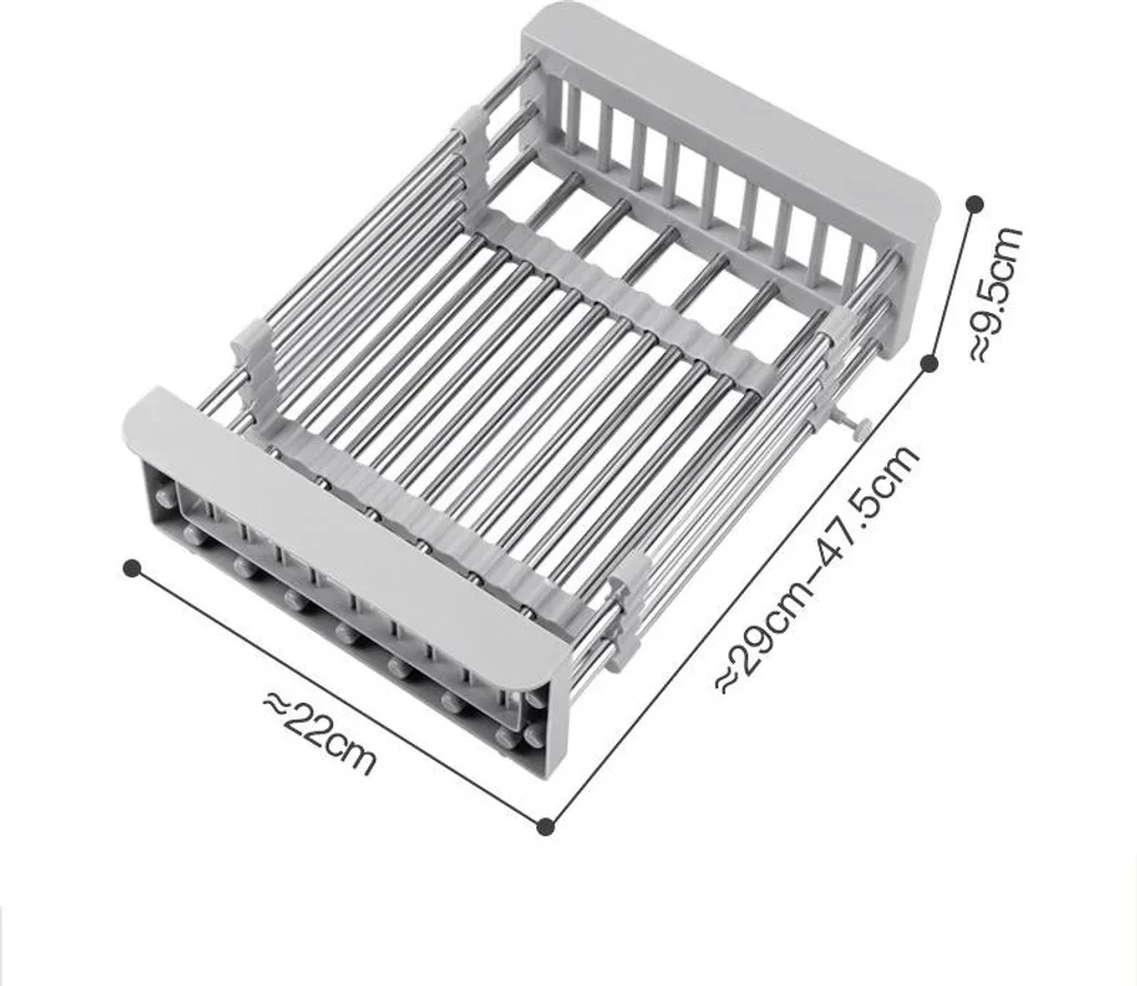 Passoire évier extensible inox grand format gris - Support de charge 10kg