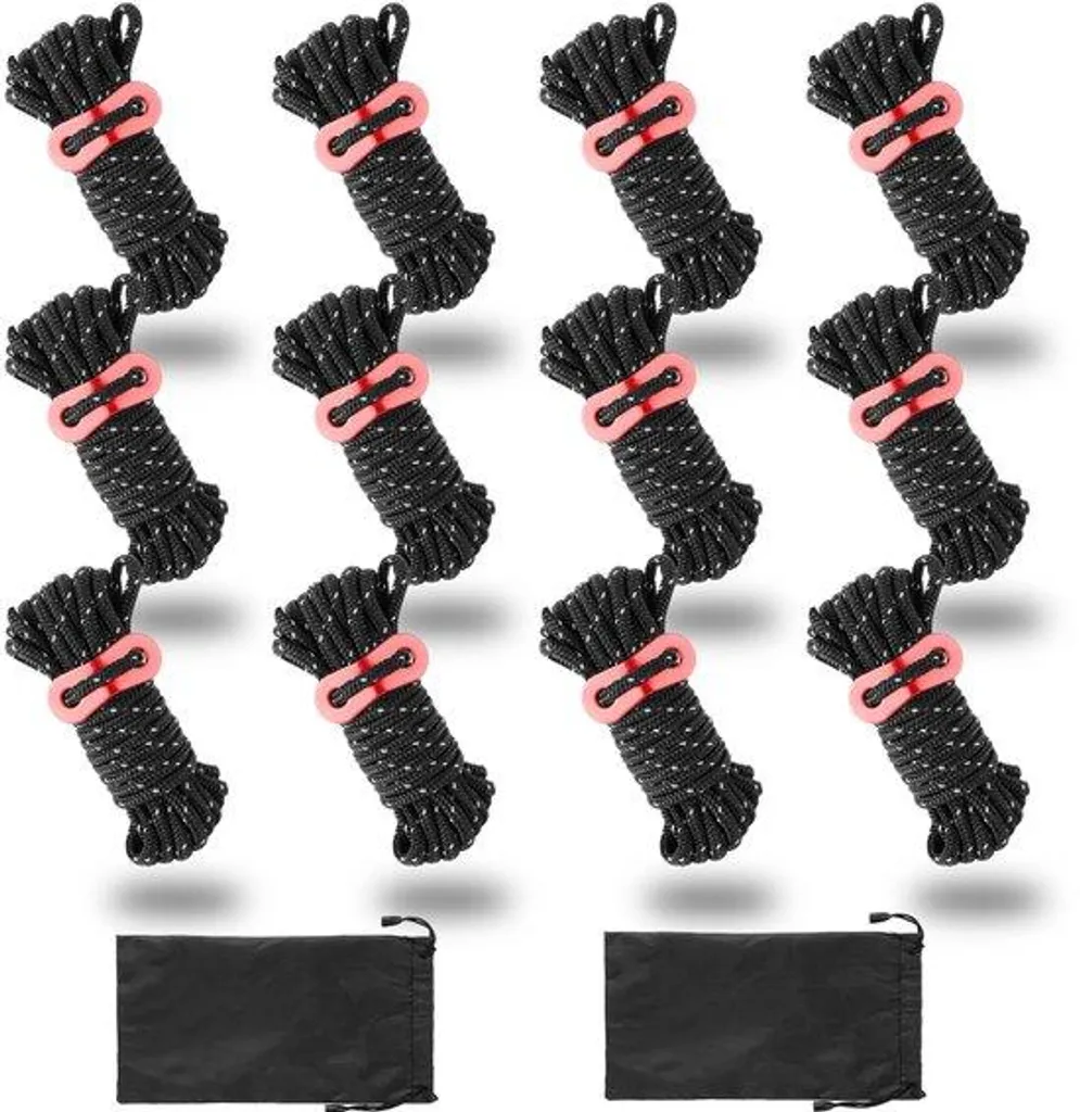 Corde de tente anti-chute 4m réfléchissante noire 4mm spécial camping