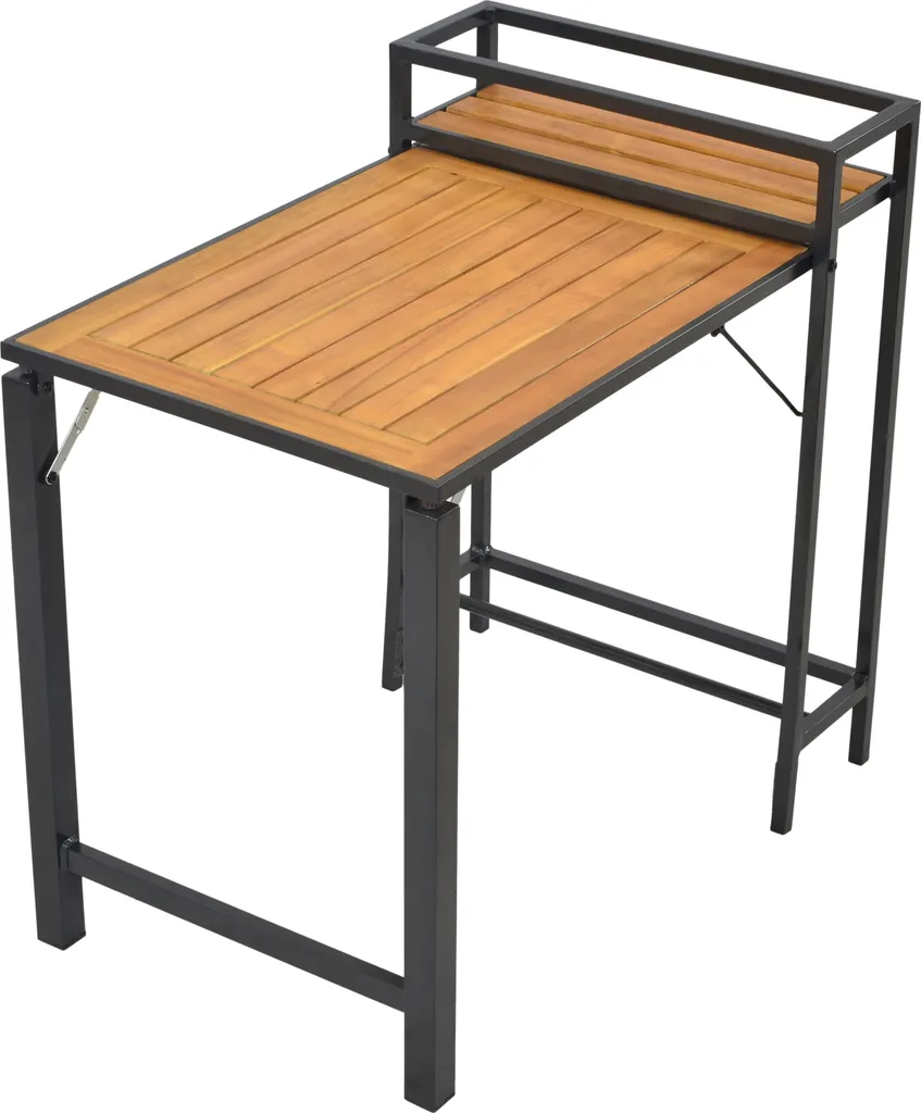 Table pliante de balcon Merxx Santorin en bois d'acacia et alu graphite