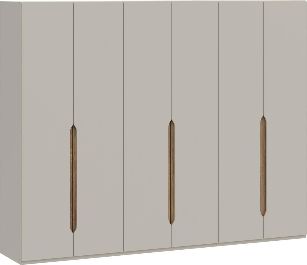 Furniture24 Kleiderschrank Edwal Edws963-M902 6 Türiger Drehtürenschrank - 266.1 X 210.5 X 54.2 Cm - Beige