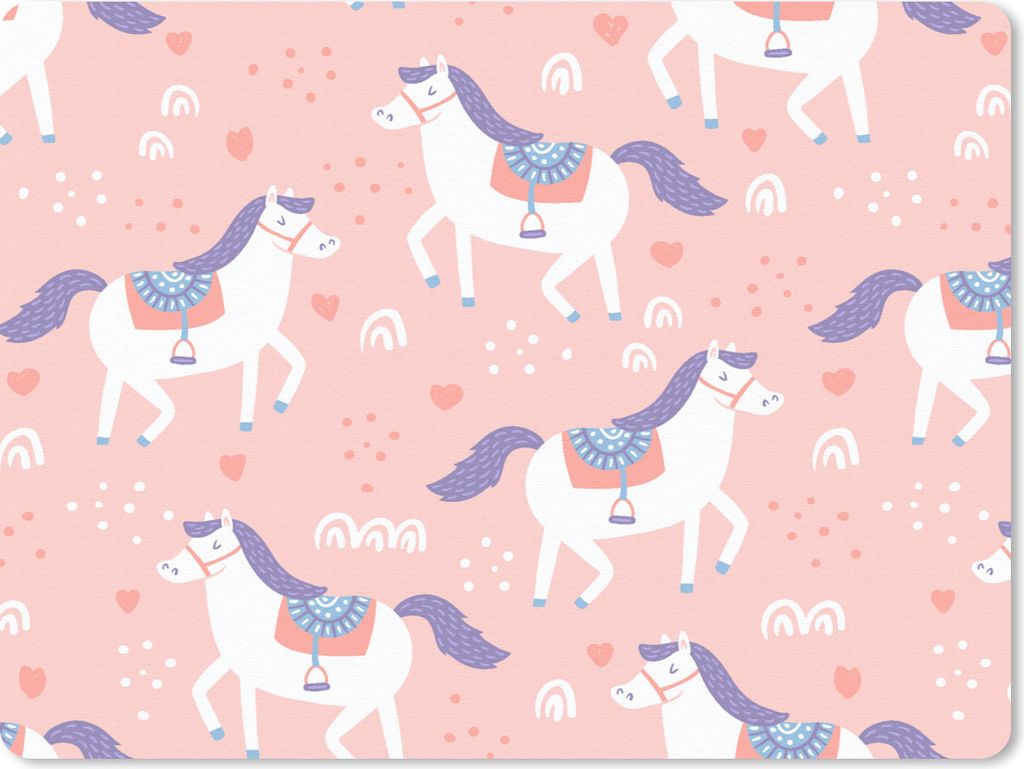 MuchoWow Mauspad Mousepad Pferd - Herz - Muster 23x19 cm - Mousepads - Maus Mat - Pad - Mausunterlage - Schreibtischunterlage - Mauspad