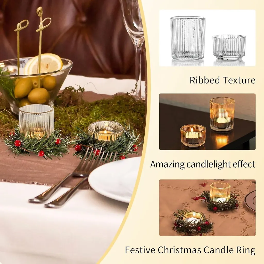 Supports Bougies Sécurisés pour Couronne de Noël en Verre - 8 Pièces - 3