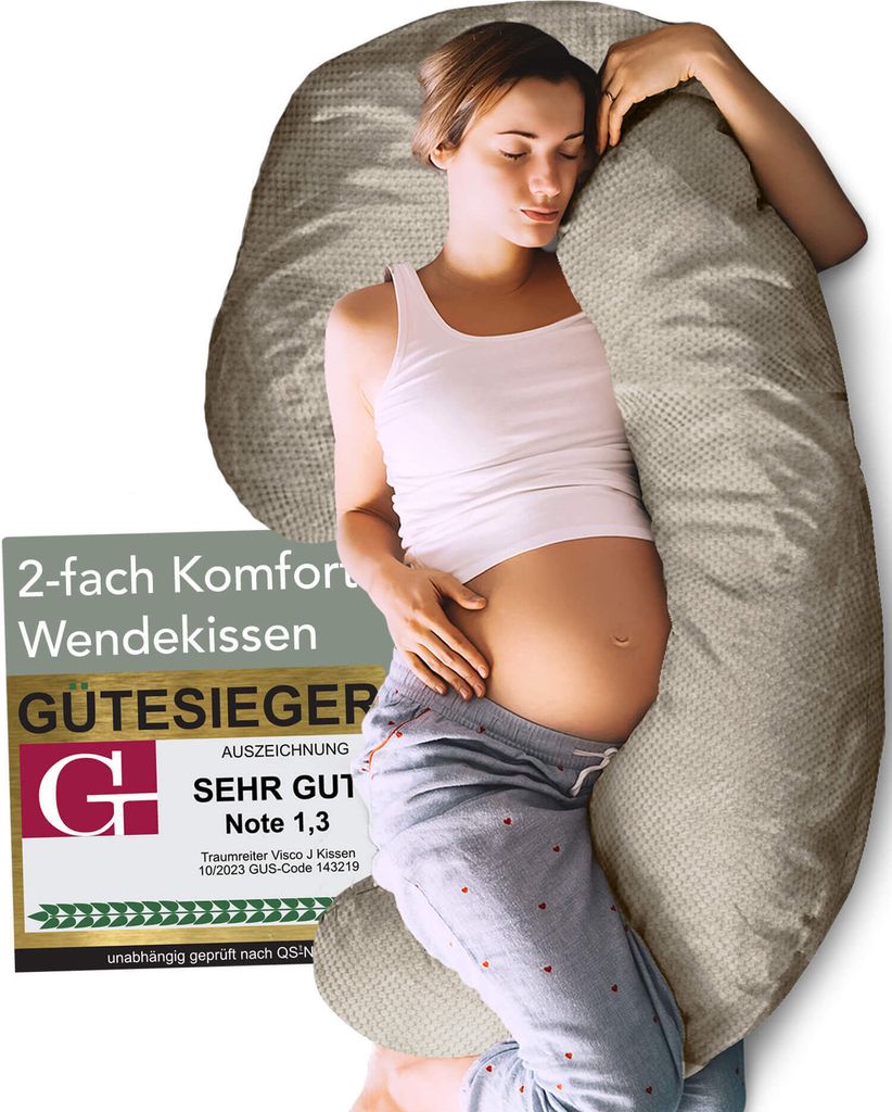 Seitenschläferkissen J Visco Seitenschläferkissen mit Memory Foam Support mit Bezug Velour Deluxe, Braun, Größe M