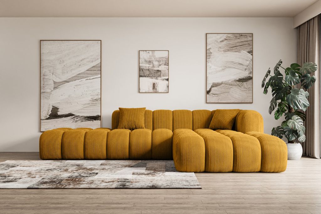 ALTDECOR Ecksofa in L-Form OLEA-L2 - 289x176x71 cm Senfgelb - Corner Sofa Bett Eckcouch Couch Wohnlandschaft Cauchsofa