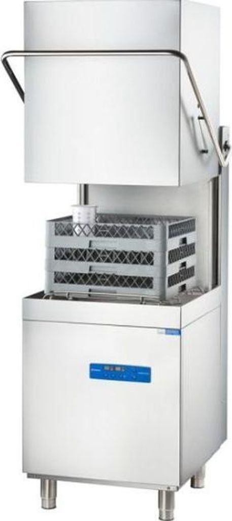 Edelstahl Haubenspülmaschine Aqua H5 mit Klarspülmittel-, Reinigerdosierpumpe und Klarspülpumpe, 3 Spülprogramme