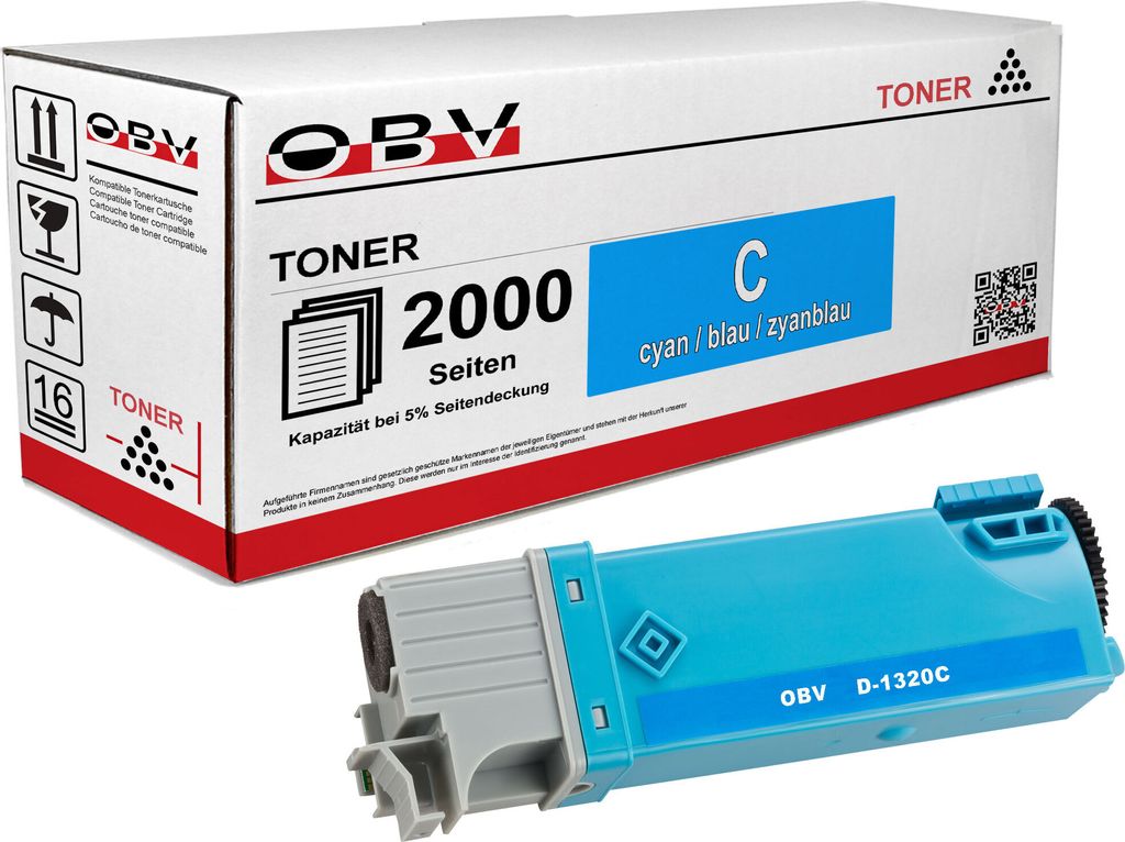 OBV Kompatibel 593-10259 KU051 Toner passend für Dell 1320c 1320cn 2130cn 2135cn - cyan 2000 Seiten