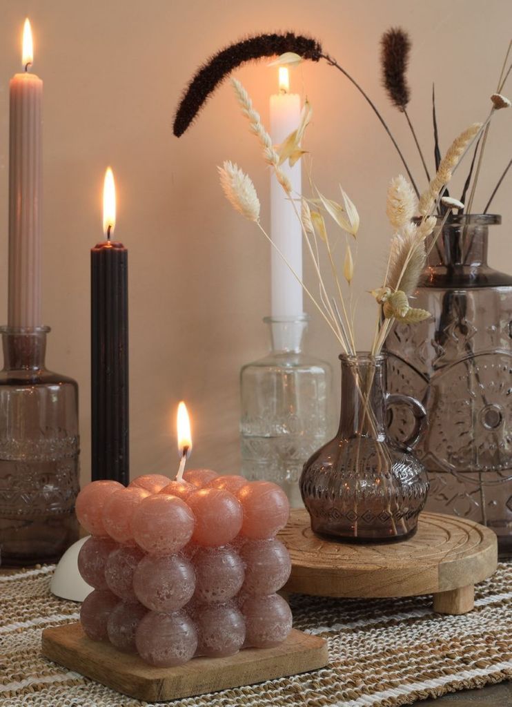 Pencil-Kerzen, gerippt, im Set mit 4 Stück, Höhe 20cm, in vielen Farben erhältlich | Stabkerzen, Farbe:Schwarz