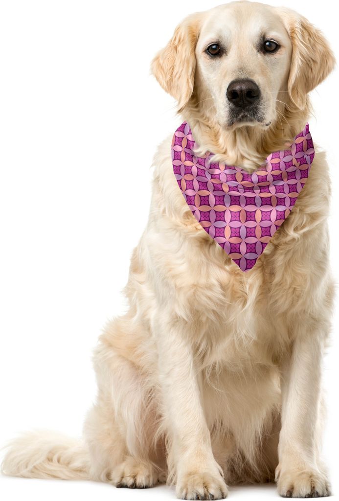 ABAKUHAUS japanisch Haustier Bandana, Blumen und ovale Formen, 40x40 cm, Rosa Pfirsich-Magenta