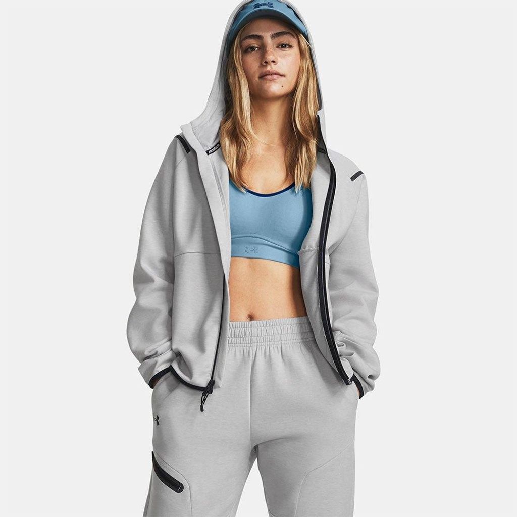 Hoodie Under Armour Unstoppable Fleece Zip Damen Senior S grau