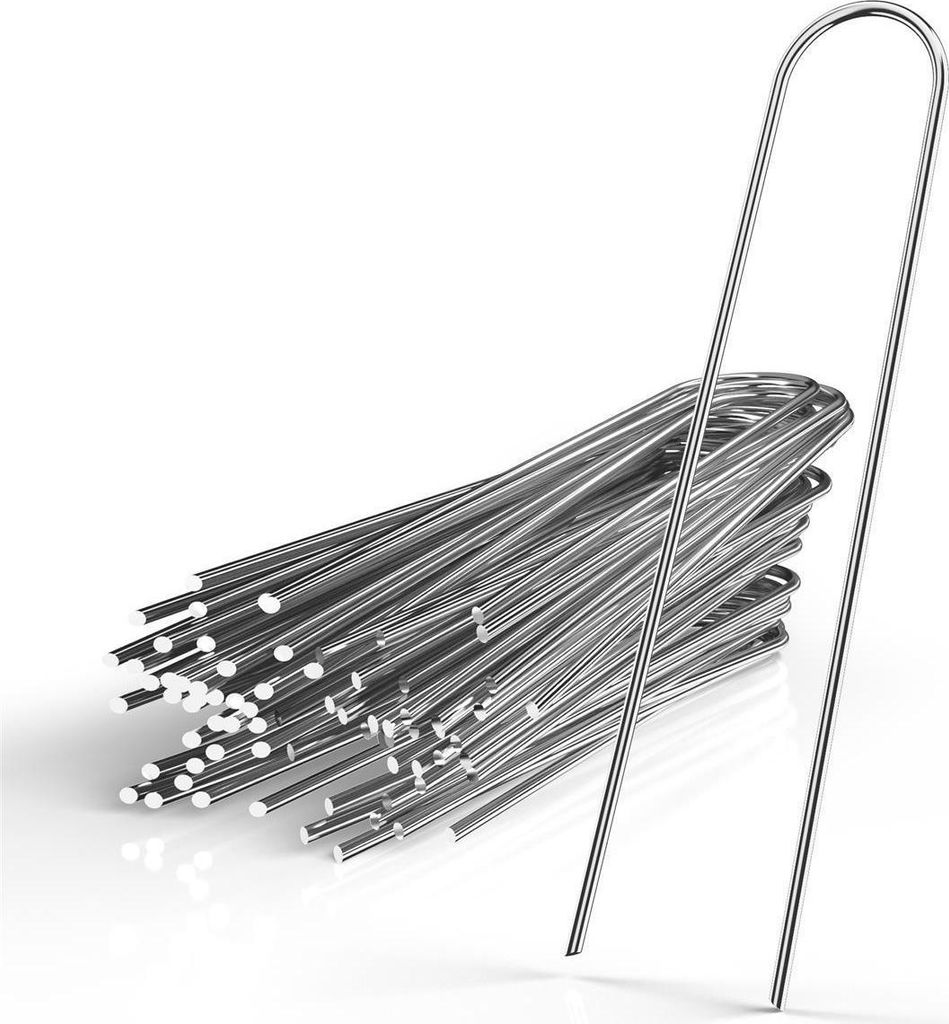 Intirilife 50 x Erdanker 200 x 25 x 3,4 mm aus verzinktem Stahl Rostfrei - Unkrautvlies Befestigung Erdnagel Bodennagel Widerhaken