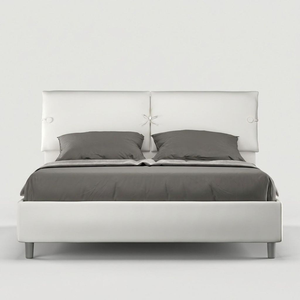 ITYHOME - Gepolstertes Bett mit Bettkasten 160x190 mit Kunstlederbezug Weiß Sleeper