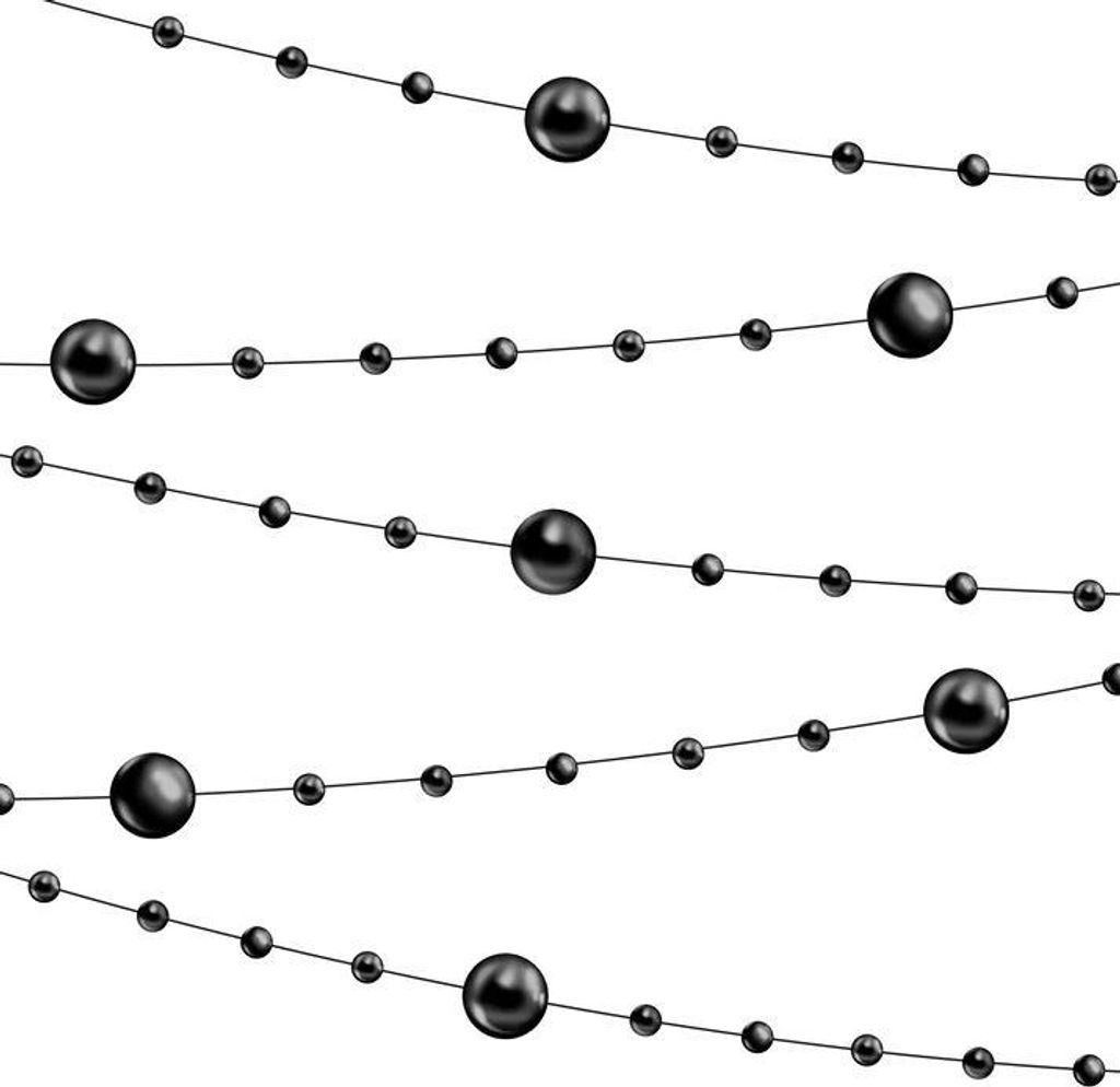 Perlengirlande mit schwarzen Kugeln, Kette 650cm