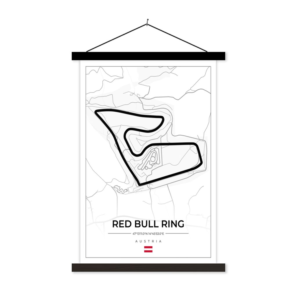 MuchoWow Textilposter F1 - Rennstrecke - Red Bull Ring - Österreich - Rennstrecke - Weiß 120x180 cm mit schwarzem Rahmen - Fotos