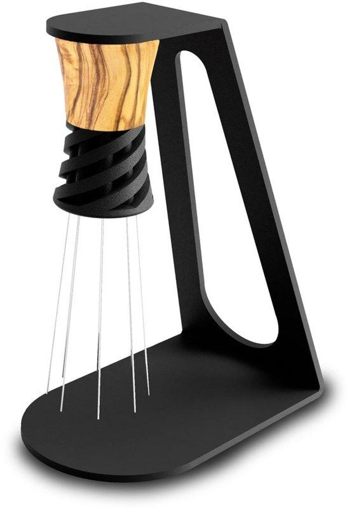 WDT Tool mit olijfhout-Griff und acht 0,35 mm Stahl-Nadeln, ideal als Espresso- oder Portafilter-Accessoires-Verteiler
