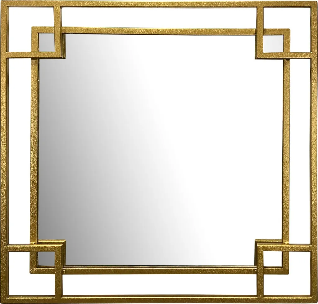 Miroir d'Entrée Carré 80 cm Or - Miroir Mural pour Décoration Couloir