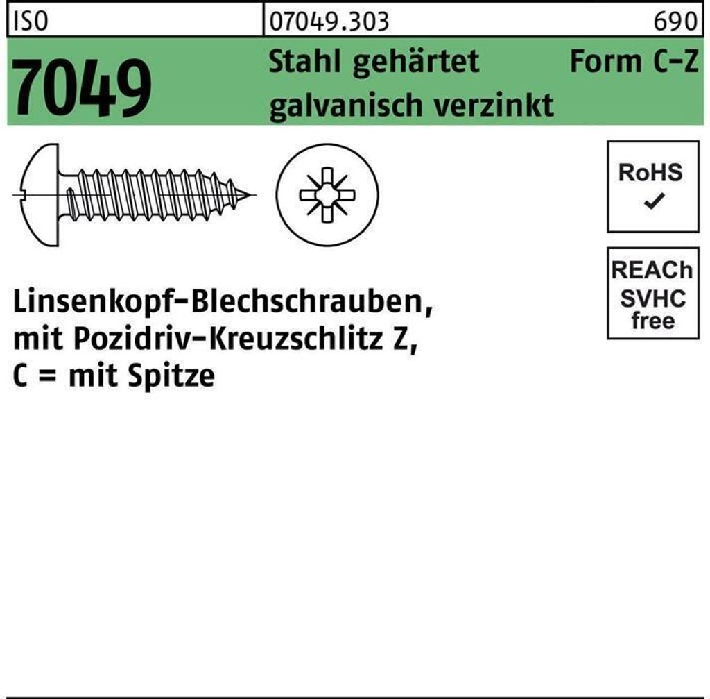 Reyher Blechschrauben ISO 7049 St. 4,2x25 -C-Z vz (100 Stück)